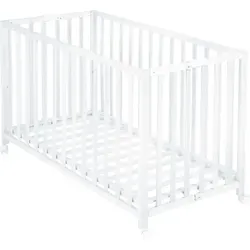 roba Klappbett Fold Up 60 x 120 - Platzsparendes Babybett auf Rollen - Betten: Klappbares Babybett aus massivem Bio-Buchenholz, 2-fach höhenverstellbar und schnell auf- und abbaubar für maximale Flexibilität.