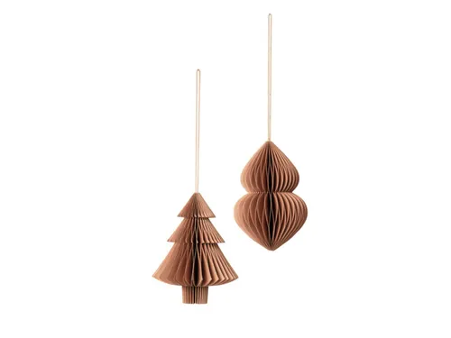 Broste Copenhagen Dekohänger Copenhagen CHRISTMAS MIX Papierhänger indian tan Set2, Christmas Mix Christbaumschmuck