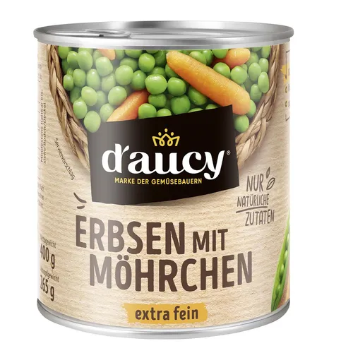 d'aucy Erbsen mit Möhrchen: Der bunte Gemüse-Klassiker aus Frankreich. 400g