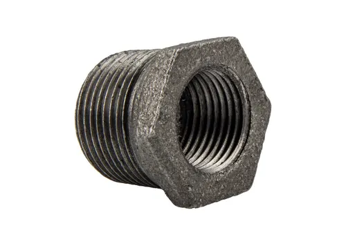 GEBO Gewindefitting Temperguss-Gewindefitting schwarz Reduziernippel, 1 1/2 x 1/2 Zoll