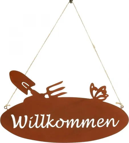 Willkommensschild Rostoptik Metall Dekoration für Tür Garten Eingang, 3 Stück