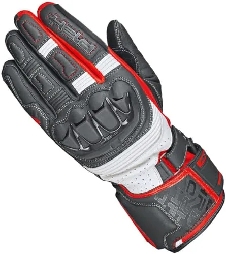 Held Revel 3.0 Motorradhandschuhe Herren - Schwarz/Rot, Größe 8 - Hochwertige Motorradhandschuhe aus Leder für optimalen Grip und Komfort, ideal für unisex Erwachsene und passionierte Biker.