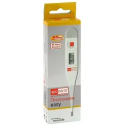 Aponorm Fieberthermometer Easy - Präzise Messung - Fieberthermometer für exakte Messungen mit nur +/– 0,1°C Abweichung. Mit Signalton, Messwertspeicher und automatischer Abschaltung, ideal für die ganze Familie.