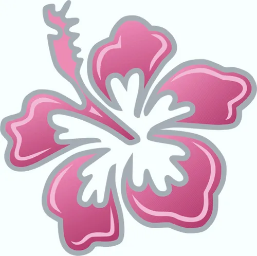 Aufkleber Hibiskusblüte 300 x 300 mm rosa/silber Sticker Auto Blumen