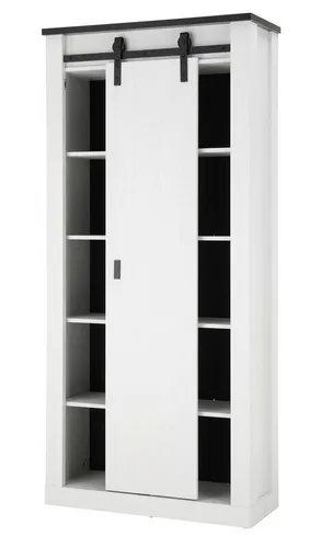 Furn.Design Stauraumschrank Stove - Mehrzweckschrank in Pinie weiß mit Anthrazit - Mehrzweckschrank 