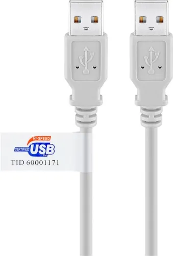 Goobay 50796 USB 2.0 Hi-Speed Kabel mit USB Zertifikat, Grau, 2 m - USB 2.0-Stecker (Typ A) > USB 2.0-Stecker (Typ A)