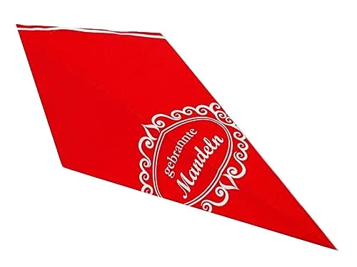 Spitztüten 100 Stück Gebrannte Mandeln rot weiße Schrift | Für 125gr. Süßigkeiten | für Popcorn und gebrannte Mandeln | Candybar | Hochzeit | Kindergeburtstag | Bonbontüten | Mandeltüten (100)