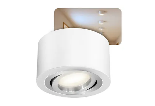 SSC-LUXon LED Aufbaustrahler LANTI Deckenspot rund weiß schwenkbar mit LED Lampe 4W neutralweiß, Neutralweiß