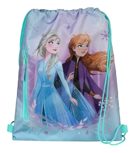 Undercover Anna & ELSA Kinder, Jungen, Mädchen, Teenies Schuhbeutel, Turnbeutel mit Reißverschlusstasche, ca. 32 x 41 cm, für Schule, Reise, Sport