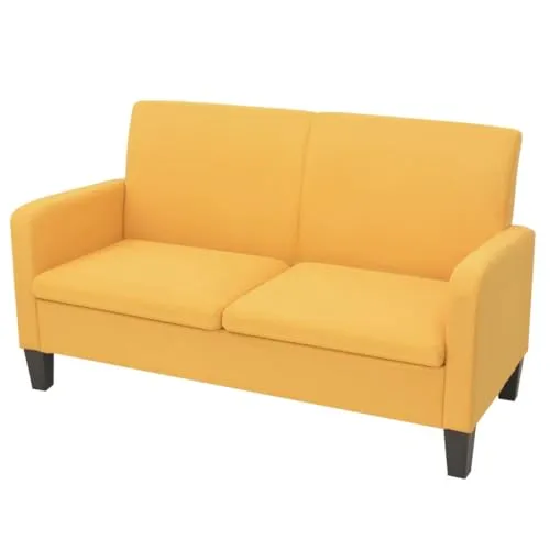vidaXL 2-Sitzer Sofa Gelb - Stilvolles Polstersofa in Gelb, ideal für jedes Wohnzimmer. Mit stabiler Kiefernholz-Konstruktion und hochwertigem, weichem Stoff für maximalen Komfort.