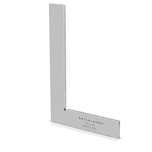 STAHLWERK Flachwinkel 90° 250 x 160 mm - Präzisionswinkel aus rostfreiem Edelstahl nach DIN 875/1, ideal für professionelle Winkelprüfungen und Richtarbeiten, mit 7 Jahren Garantie und höchster Messgenauigkeit.