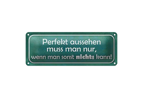 Roomando Metallschild Blechschild Spruch 27x10cm Perfekt aussehen nur wenn man Dekoration