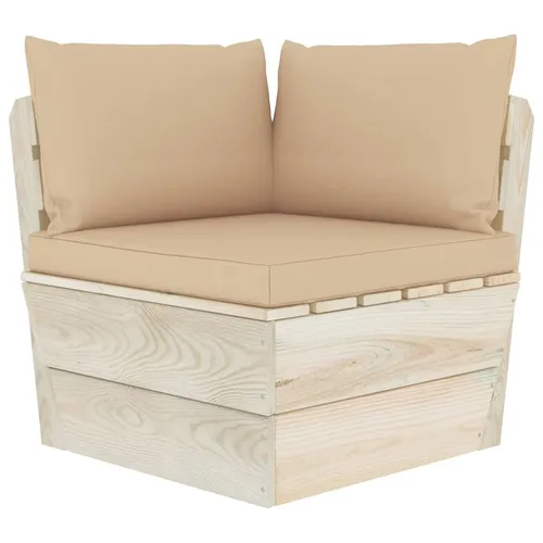 vidaXL Garten-Paletten-Ecksofa mit Kissen - Gartensofa aus imprägniertem Fichtenholz, modular und flexibel, ideal für entspannte Stunden im Freien mit Freunden und Familie.