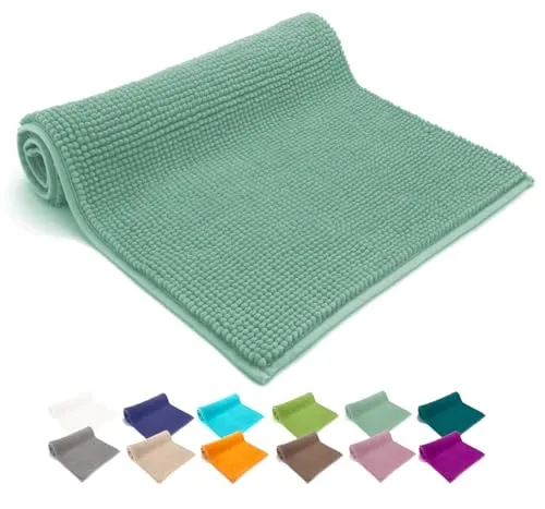 heimtexland ® Badvorleger Chenille Super Flauschig Saugstark Badteppich Badematte Ökotex Typ771 Mint 45 x 50 cm
