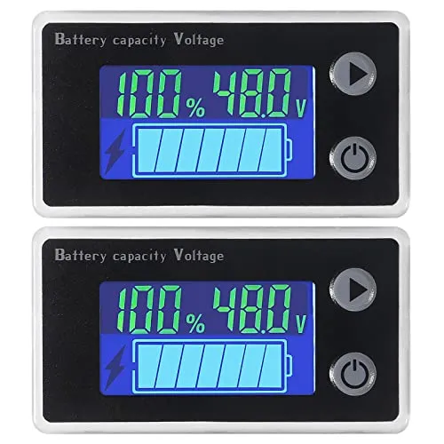 STÜCKE Batteriekapazitätsmonitor 10-100 V Messgerät Voltmeter mit Temperaturanzeige Digitales Universal-Batteriekapazitätstester Schaltermessgerät Messgerät 12 V 24 V 36 V 48 V LCD-Display 2