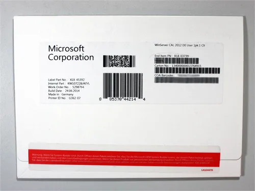 CAL Zugriffslizenz (Benutzer) für Windows 2012 Server, SB, neu, SKU: R18-03739 1