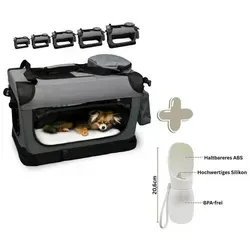 Defactoshop Tiertransportbox Transporttasche Hundebox faltbar Hundetasche für Haustiere Katze grau 102 cm x 69 cm x 69 cm
