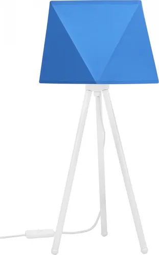 Light-Home Lampenschirm Tischlampe Modern - Edron - Elegante Nachttischlampe für Schlafzimmer Wohnzimmer - Tischleuchte E27 - 46x22,5 cm - Weiß und Blau Diamant - Edron