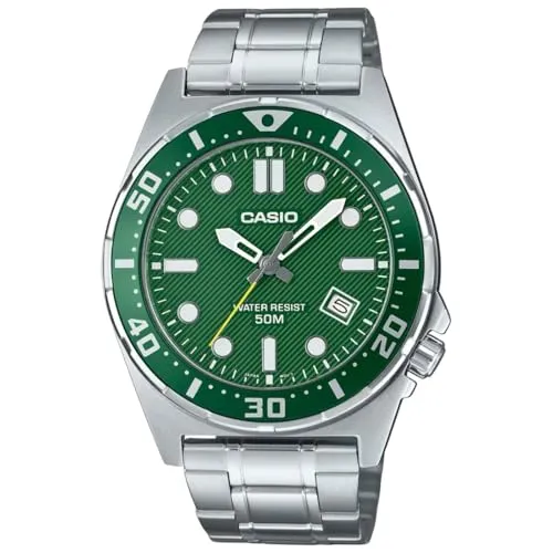 Casio Klassische Uhr MTD-135D-3AVDF - Armbanduhren für Herren, mit robustem Edelstahl-Gehäuse und wasserdicht bis 100m – ideal für den Alltag und Outdoor-Aktivitäten.