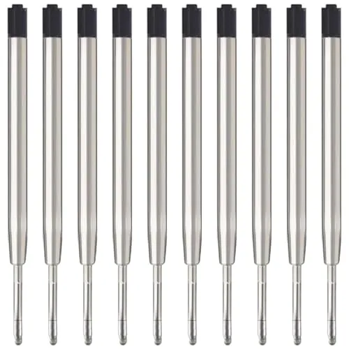 MengRan 3.9'' Kugelschreiber Nachfüllungen, Medium Point, Tinte Pen Nachfüllungen, Kompatibel mit Parker Pen Nachfüllung (Packung 10) (schwarze Tinte)
