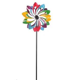 TrendLine Gartenstecker Metall Windrad 180 cm – Bunte Gartenakzent - Gartenfiguren & Verzierungen, 180 cm hoch und farbenfroh, bringt Bewegung und Lebendigkeit in Ihren Garten.