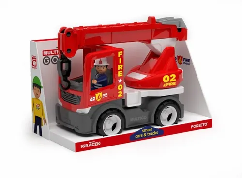 Multigo Kranwagen Mobilkran LKW Lastwagen mit Spielfigur Feuerwehr Fahrzeug +3J