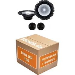 Alpine SXE-1750S Lautsprecher Einbaupaket für BMW 3er E46 & Cabrio - Komplettset für den Austausch der Lautsprecher im BMW 3er E46 (1998-2007). Einfache Installation dank Adapterstecker und Ringen. Genießen Sie hochwertigen Klang mit den Alpine SXE-1750S 16cm Lautsprechern!