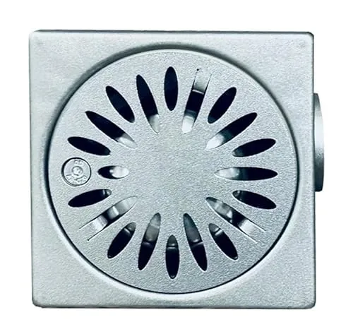Edelstahl Bodenablauf 10 x 10 cm mit waagerechtem Abgang