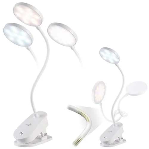 Lunartec Schwanenhals Lampe: Akku-Touch-Leseleuchte mit Klemmhalterung, dimmbar, 238 lm, 1.200 mAh (Clip-On-Bett-Buch-Leselampe, Schwanenhals Lampe USB)
