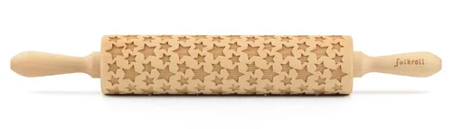 Folkroll Motiv-Teigrolle aus Buche, 6x6x43 cm - Nachhaltige Nudelhölzer aus nachwachsendem Rohstoff, ideal für umweltbewusstes Backen.
