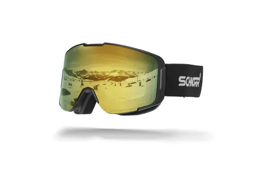 SCHNORR Sportbrille Kidsi Plus Gold S2/S3 - Kinder Skibrille, Anti-Fog, OTG, (1-St), Verspiegelte Full REVO-Beschichtung Gold (S2,S3)
