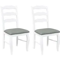 DELUKE Esszimmerstühle RESZ Mit Kissen 2er Set Weiß-Grau Massivholz Küchenstuhl Wohnzimmerstühle Essstühle Bequem