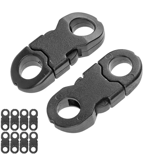 Mini Klickverschluss, 12 Stück, für bis Ø 6 mm Kordeln, in Schwarz, aus Kunststoff, Steckschnalle für Paracord, Fahrradhelm, Rucksack, Gummiband, Schnalle Gurt Band, Klickschließer Seil Halsband Hund