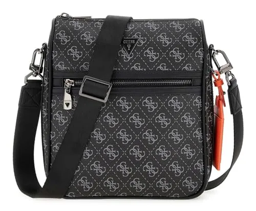 Guess Umhängetasche Milano - Stylische Umhängetasche aus hochwertigem Polyurethan in elegantem Schwarz, ideal für den Alltag. Mit praktischem Reißverschluss und langem Schulterriemen für optimalen Tragekomfort.