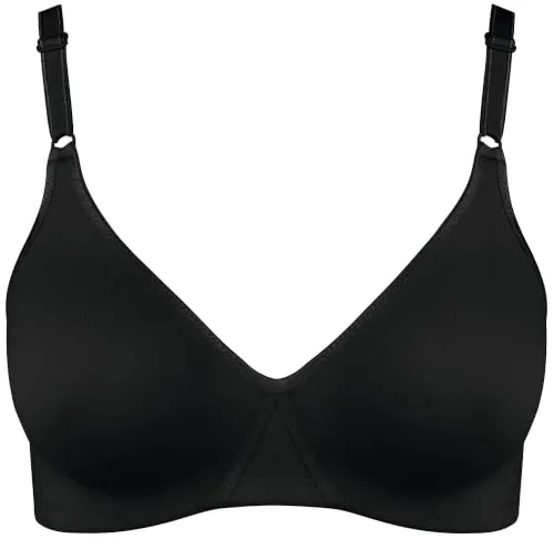Nur Die Baumwoll BH bügelloser doppellagiger Softcup-BH Bra weich bequem unsichtbar nahtlos unter der Kleidung Damen, schwarz, 90B