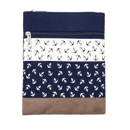 Leoberg Crossbag Tasche in verschiedenen Farben und Designs - Schultertasche aus Baumwolle in 302121-Blau-14