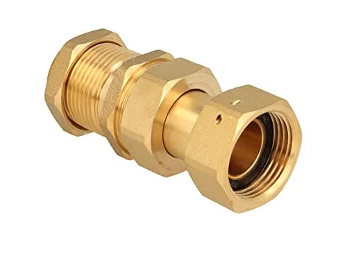Schlösser Armaturen JS Wasserzähler-Verschraubung mit Schiebestück - 1 Zoll ÜWM x 1/4 AG, Messing blank JS22053000202