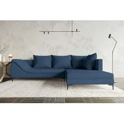 99rooms Loni Ecksofa Cordstoff POSO Blau Rechts – Modernes Design
