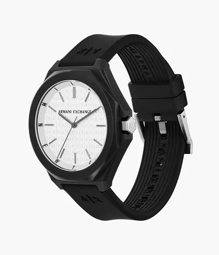 Armani Exchange AX4600 Armbanduhr - Elegante Schwarz Weiß Silikon Uhr 40mm - Kategorie: Armbanduhren, spritzwasserfest und mit einem stilvollen 12-Stunden-Zifferblatt für jeden Anlass.