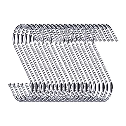 Swatowot 10 Stück S Haken, 9 cm Hängehaken, Haken Garderobe, Haken Zum Einhängen, Kleiderbügel (Silber)