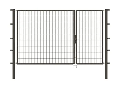 Doppeltor ALBERTS Flexo 100+200 x 180 cm Typ 6/5/6 - Gartenzäune, hochwertiges Metalltor in Anthrazit, inklusive Pfosten für einfache Montage und hohe Stabilität.