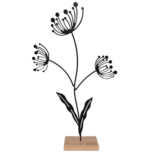 UNUS Deko Aufsteller Blume Silhouette Metall Moderne Wohn- und Gartendeko klein Schwarz