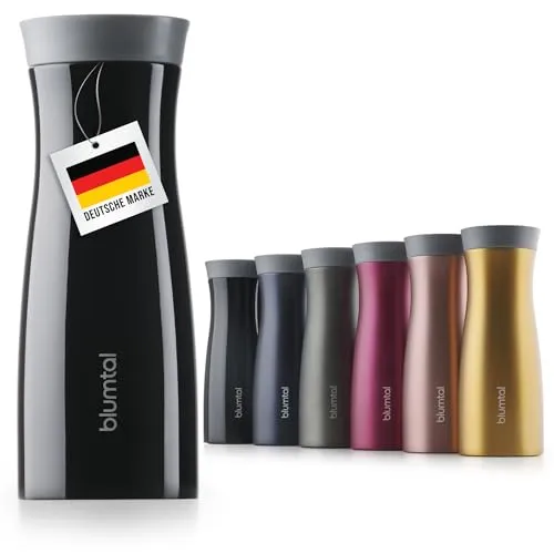 Blumtal Thermobecher 380 ml - Auslaufsicherer Edelstahl Kaffeebecher to go mit 360° Trinköffnung - Der Blumtal Thermobecher bietet eine praktische 360° Trinköffnung für komfortables Trinken von jeder Seite. Mit seiner auslaufsicheren Konstruktion und bis zu 6 Stunden Isolierung ist er ideal für unterwegs. BPA-frei und spülmaschinengeeignet.