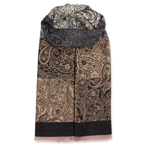 malito - Damen Modeschal - weicher XXL Viskosemix Kaschmir Schal - Winterschal Ornament-Print modern & lang - Pashmina Stola Orient S607 - (Schwarz-weiß)