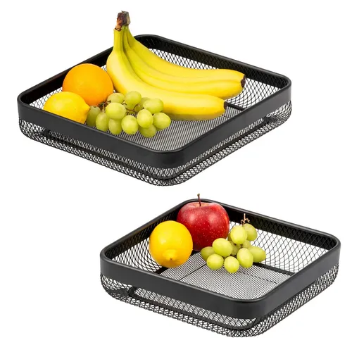 eluno Obstkorb, Schwarz, Metall, 2er Set - Schalen & Schüsseln - Stilvolle Aufbewahrung für Obst und Snacks, mit idealer Luftzirkulation für frische Lebensmittel und modernem Design.
