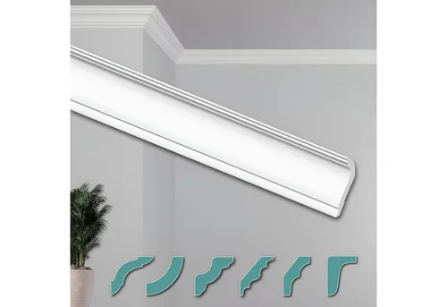 Hexim Deckenleiste ZG27, 20 Meter - Moderne Styroporleisten in Weiß - Deckenleisten für elegante Raumgestaltung, feuchtigkeitsresistent und ideal für individuelle Anpassungen in jedem Raum.