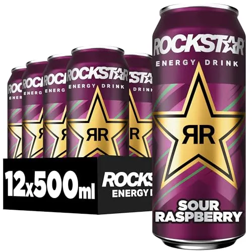 Rockstar Energy Drink Sour Raspberry - 12 x 500ml - Energy Drinks mit intensiv saurem Raspberry Geschmack für den ultimativen Energie-Kick. Ideal für Partys, Sport und lange Nächte. Erlebe die erfrischende Geschmacksexplosion!