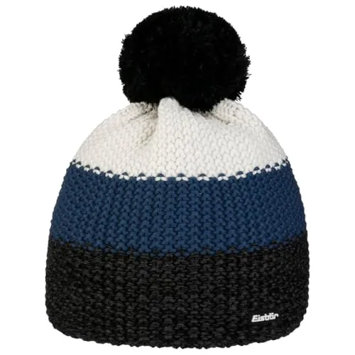 Eisbär Star Pompon RL Beanie Strickmütze Wintermütze Bommelmütze Skimütze Damen/Herren - Made in The EU mit Futter, Futter Herbst-Winter Winter - One Size schwarz