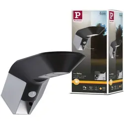 Paulmann 94250 Solar Wandleuchte Soley LED - Anthrazit, 3000 K Warmweiß - Lampen mit IP44 Spritzwasserschutz für Außenbereiche, ausgestattet mit Bewegungsmelder und Solarmodul für umweltfreundliche Beleuchtung.