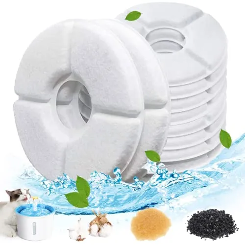 Dhohoo Katzenbrunnen Filter[10 Stück],Trinkbrunnen für Katze,Filter Katzenbrunnen,Ersatzfilter Trinkbrunnen für Katzen und Hunde, Rund,Trinkbrunnen Filter für 2-2,5 L, Weiß